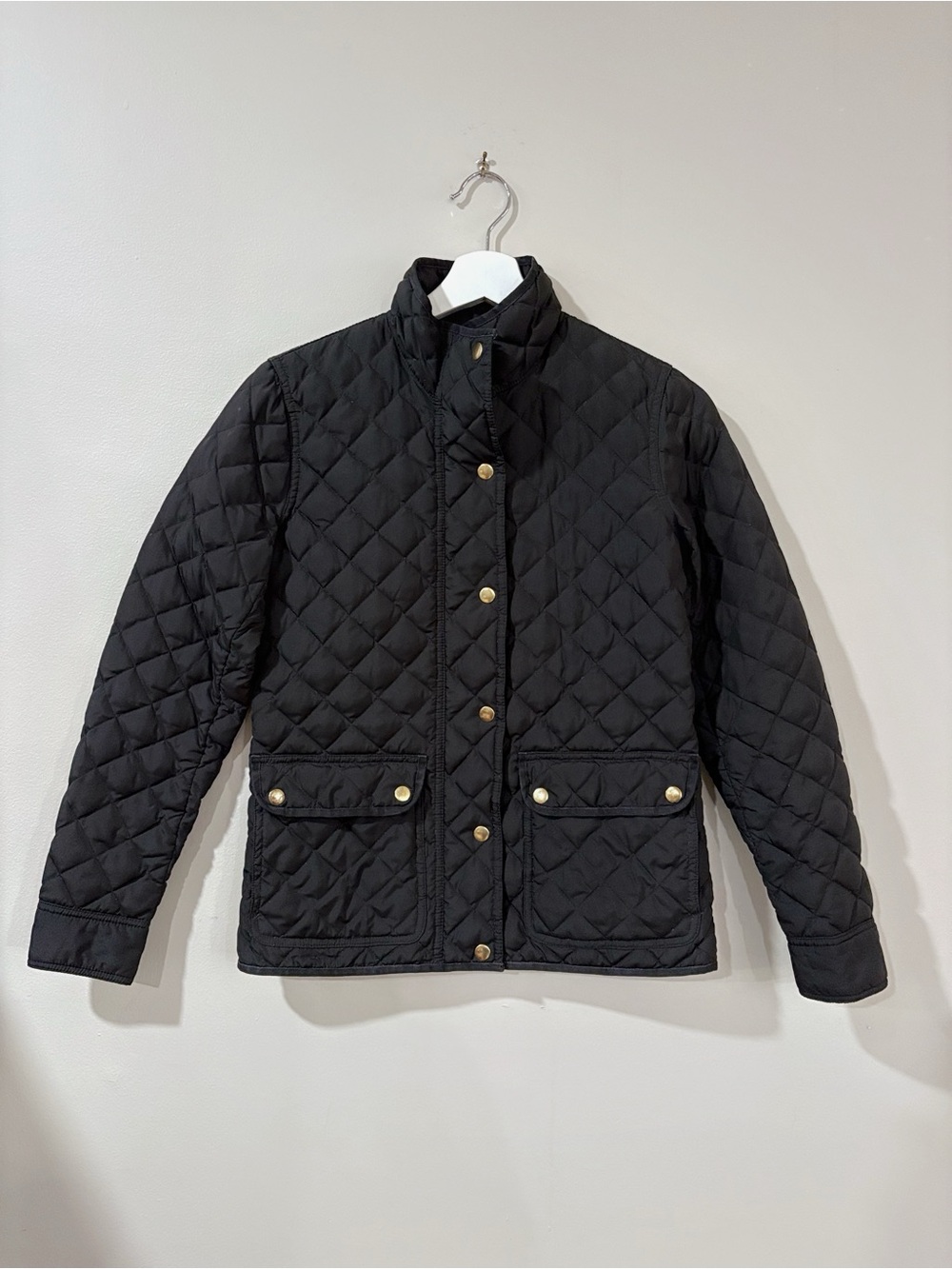 J.Crew Women XXS Black Lightweight Quilted Down Jacket Preppy Minimalist Chic